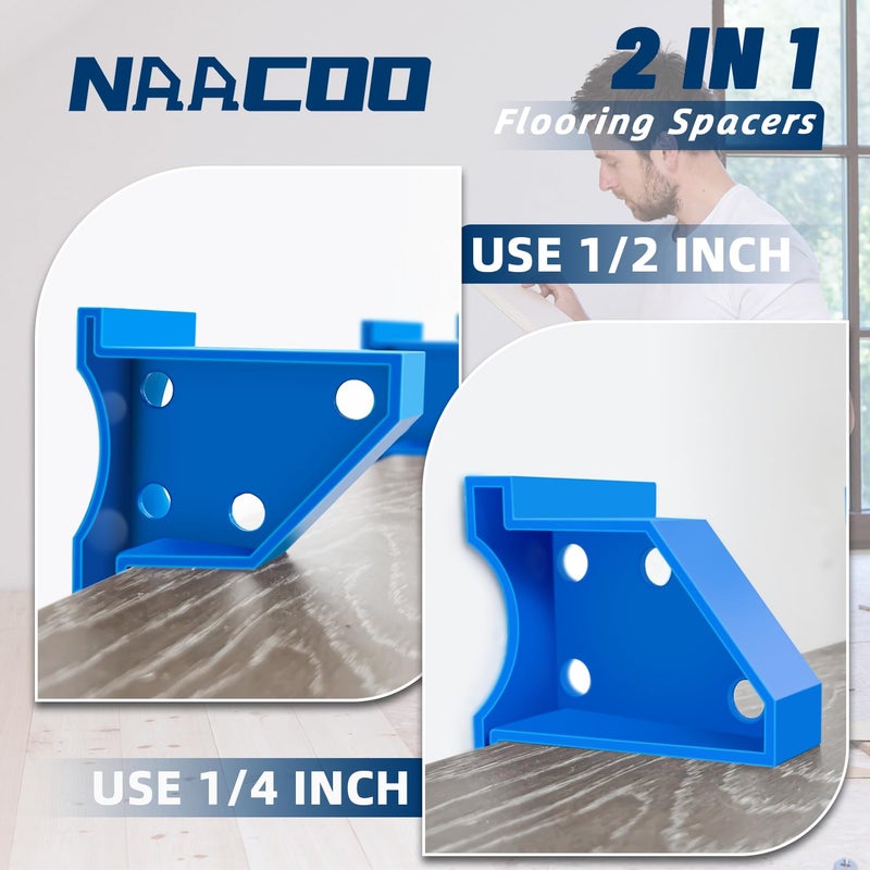 NAACOO Flooring Spacers 20Pack, NAACOO 1/4'' Gap & 1/2'' Gap, Laminate Wood Flooring Tools - Use for Vinyl Plank, Engineered Hardwood, Bamboo, LVT, Subfloor Panels. - Image 2